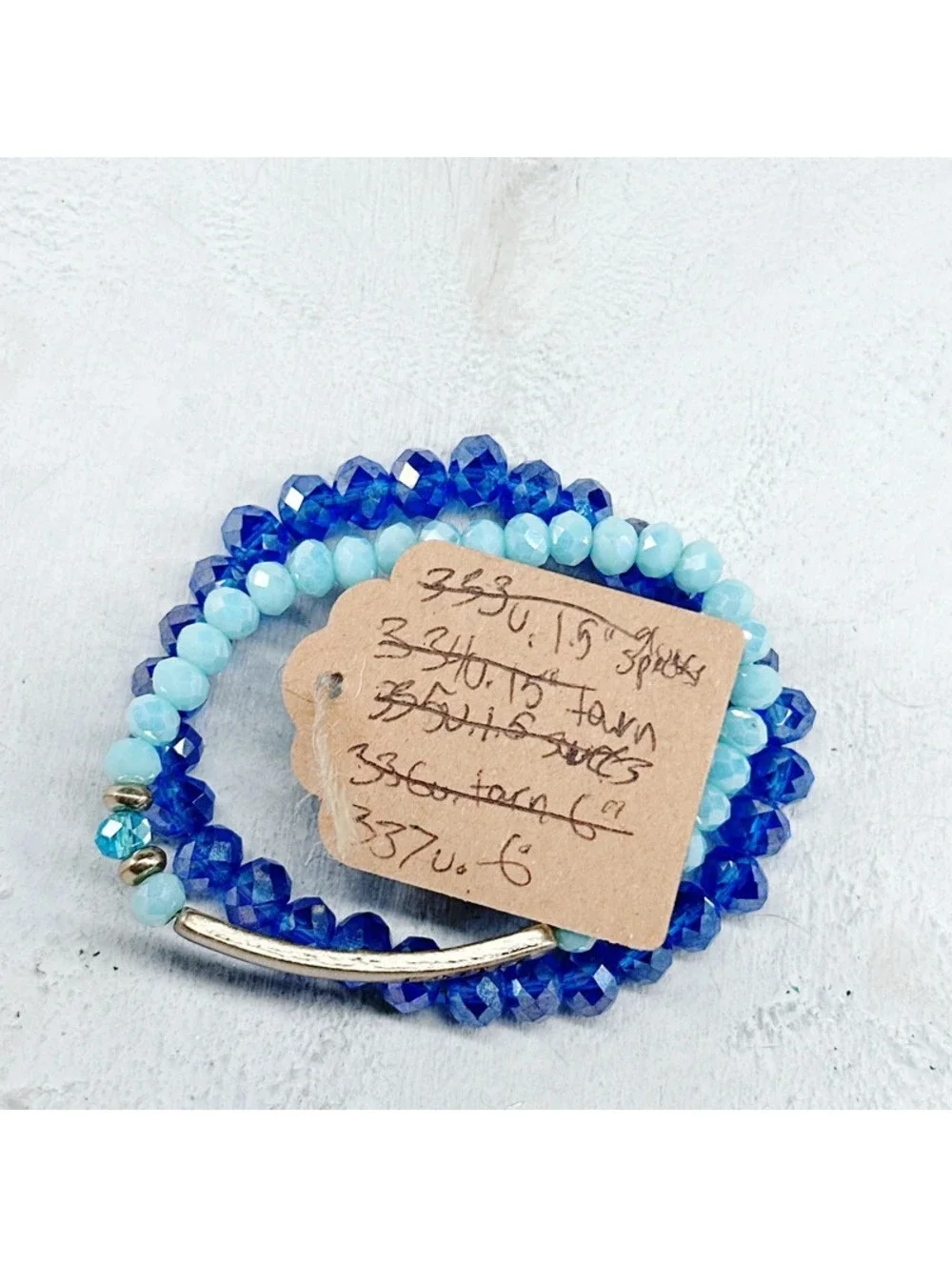 337u. Blue Stretch Glass Bracelets